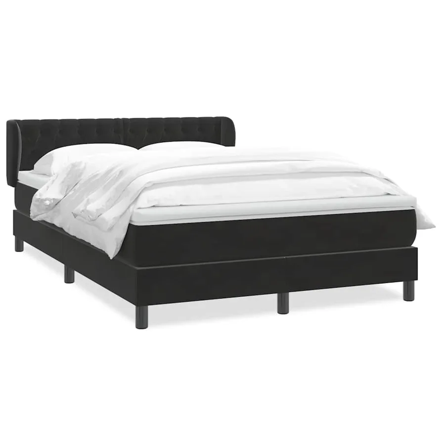 Sommier à lattes de lit avec matelas noir 160x220 cm velours - 2