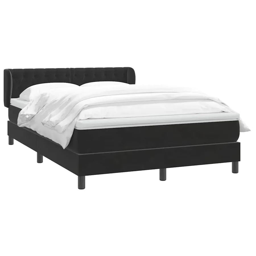 Sommier à lattes de lit avec matelas noir 160x220 cm velours - 3