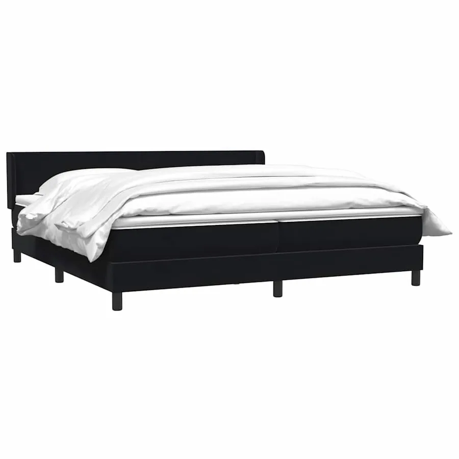Sommier à lattes de lit avec matelas noir 200x220 cm velours - 3