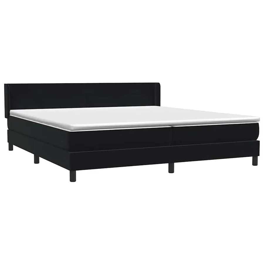 Sommier à lattes de lit avec matelas noir 200x220 cm velours - 4