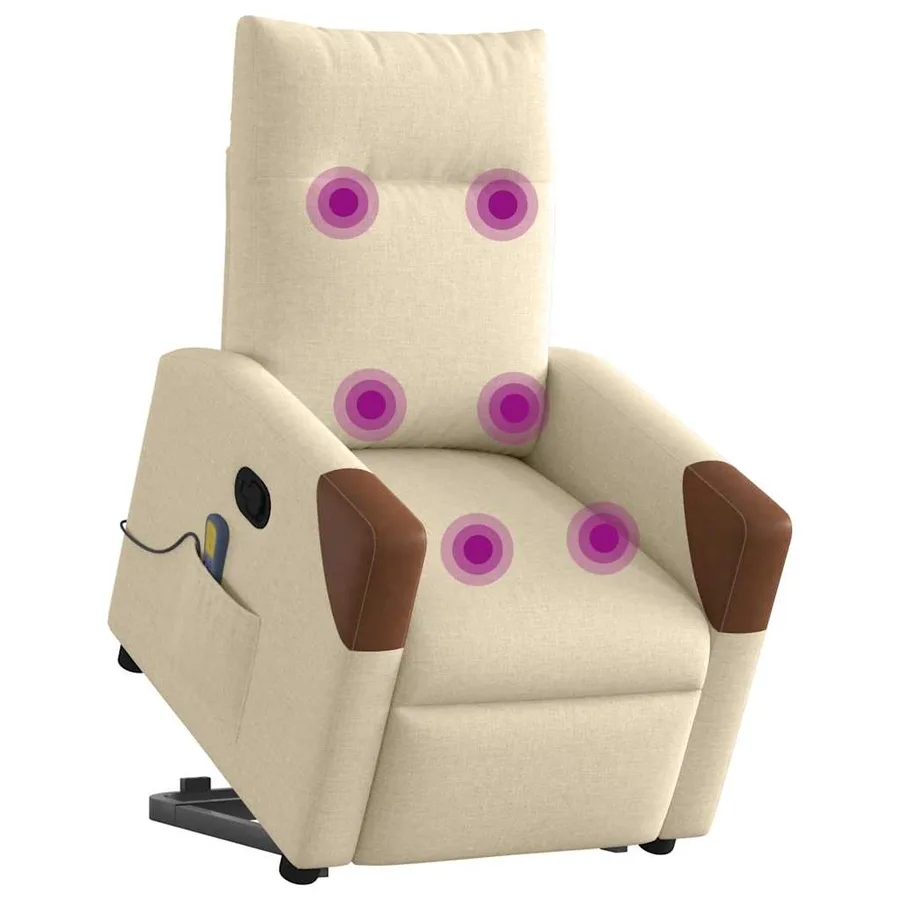 Fauteuil inclinable de massage Crème Tissu - 3