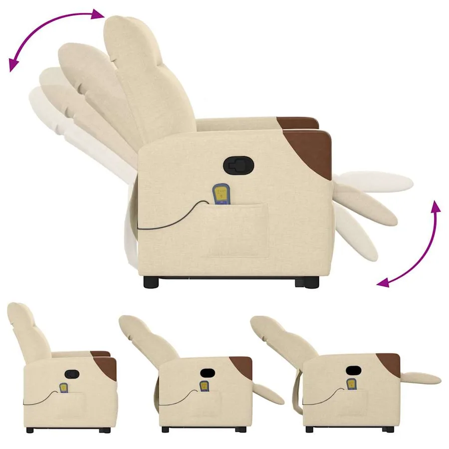 Fauteuil inclinable de massage Crème Tissu - 8