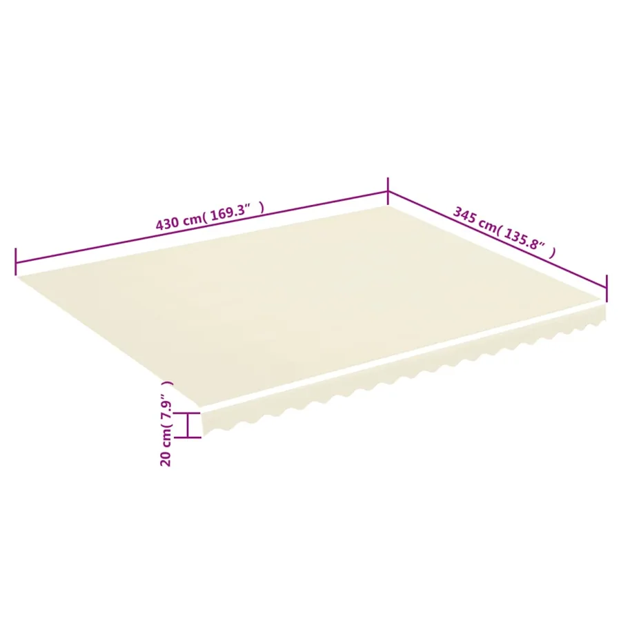 Tissu de remplacement pour auvent couleur crème 4,5x3,5 m polyester - 6