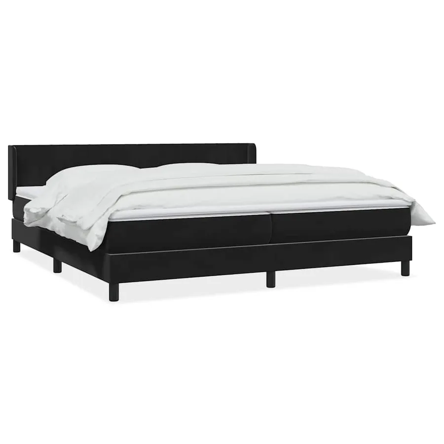 Sommier à lattes de lit avec matelas noir 200x220 cm velours - 2