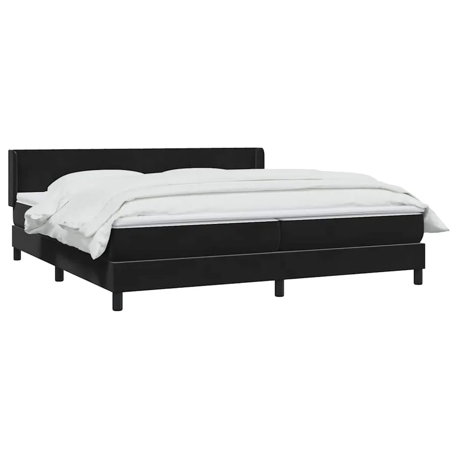 Sommier à lattes de lit avec matelas noir 200x220 cm velours - 3