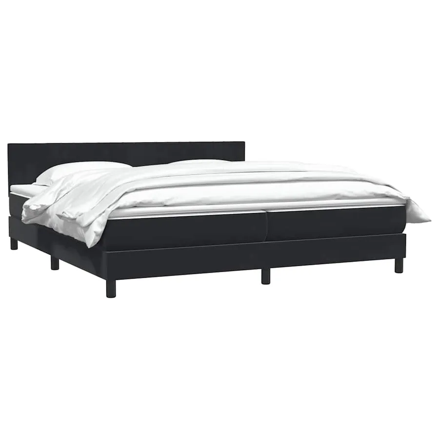 Sommier à lattes de lit avec matelas noir 180x220 cm velours - 4