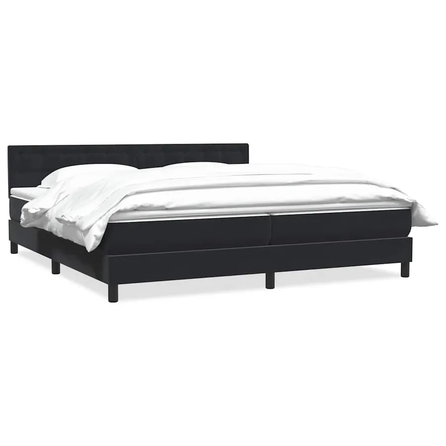 Sommier à lattes de lit avec matelas noir 180x220 cm velours - 2