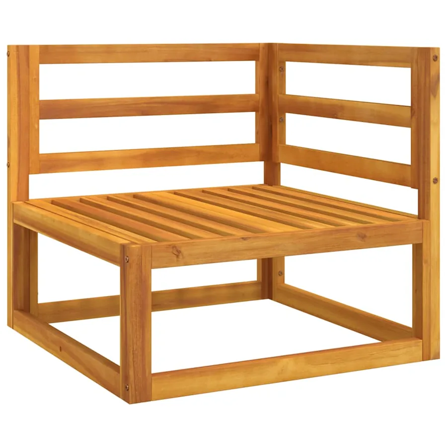 Canapé d'angle sectionnel et coussins taupe bois massif acacia - 3
