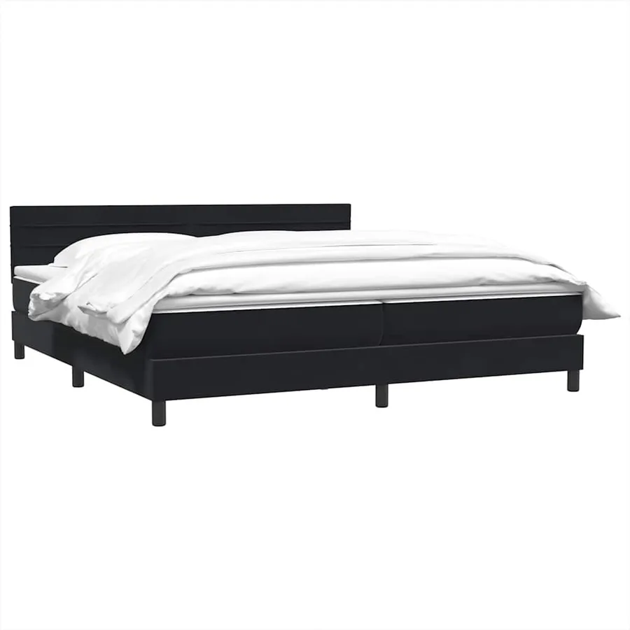 Sommier à lattes de lit avec matelas noir 180x220 cm velours - 3