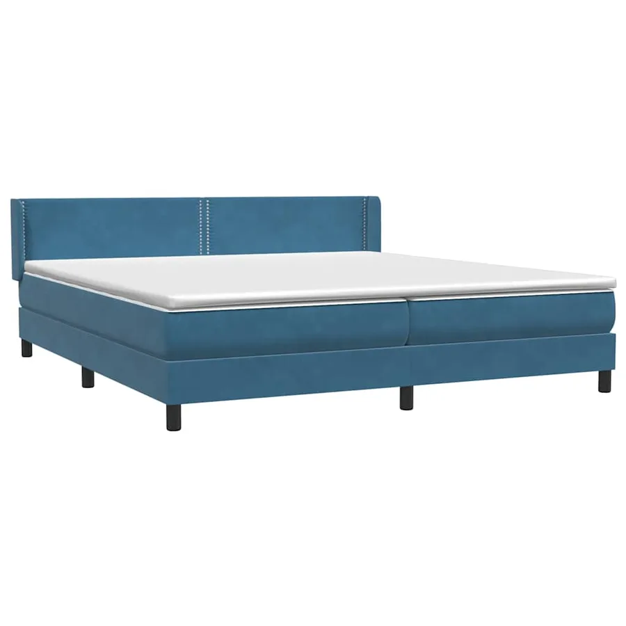 Sommier à lattes de lit et matelas bleu foncé 200x220cm velours - 4