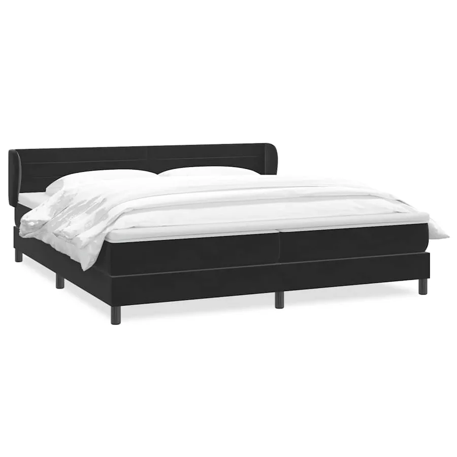 Sommier à lattes de lit avec matelas noir 180x220 cm velours - 2