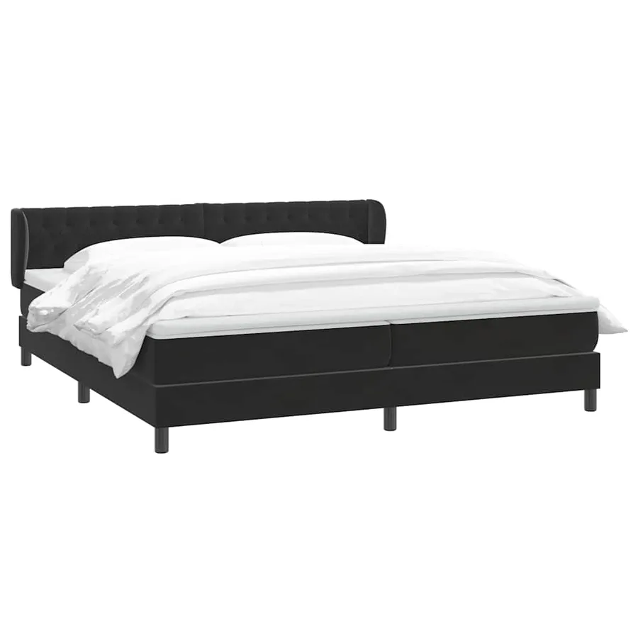 Sommier à lattes de lit avec matelas noir 180x220 cm velours - 3