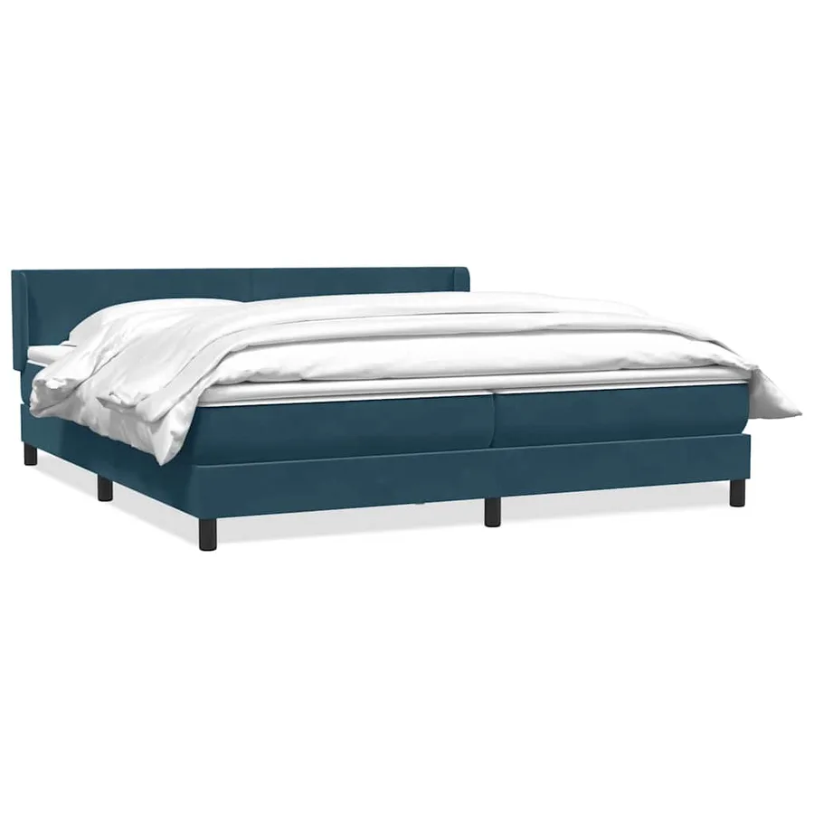Sommier à lattes de lit et matelas bleu foncé 200x220cm velours - 2
