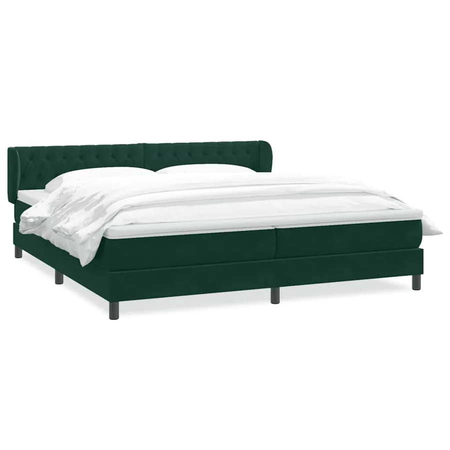 Sommier à lattes de lit et matelas vert foncé 200x220cm velours - 2