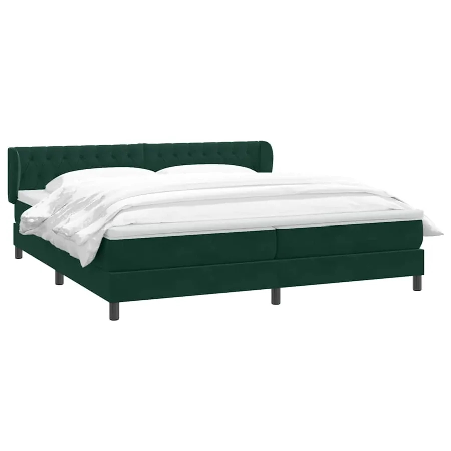 Sommier à lattes de lit et matelas vert foncé 200x220cm velours - 3