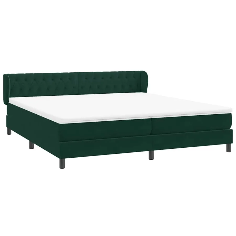 Sommier à lattes de lit et matelas vert foncé 200x220cm velours - 4