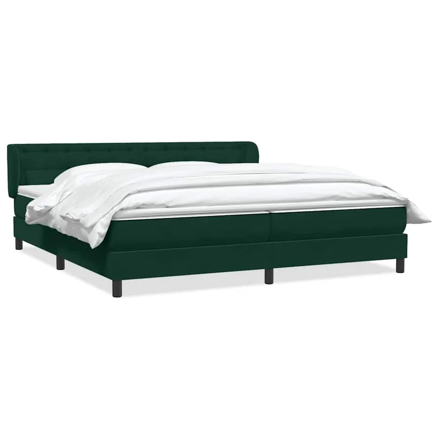 Sommier à lattes de lit et matelas vert foncé 200x220cm velours - 2