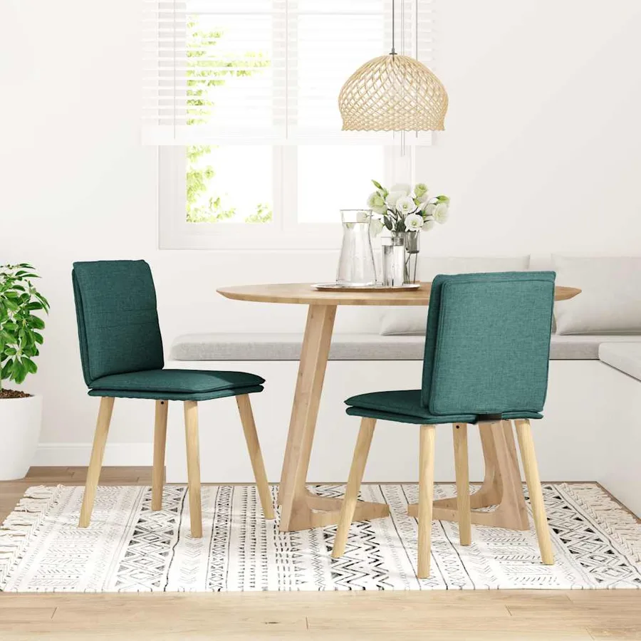 Chaises à manger lot de 2 vert foncé tissu - 2