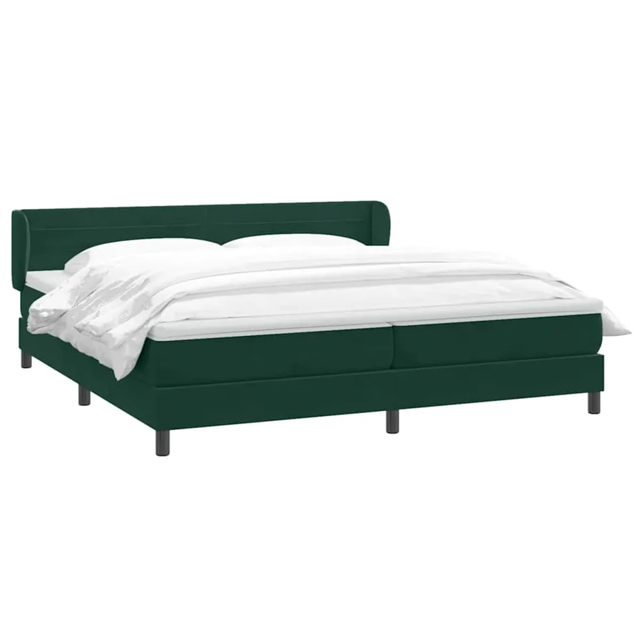 Sommier à lattes de lit et matelas vert foncé 200x220cm velours - 3