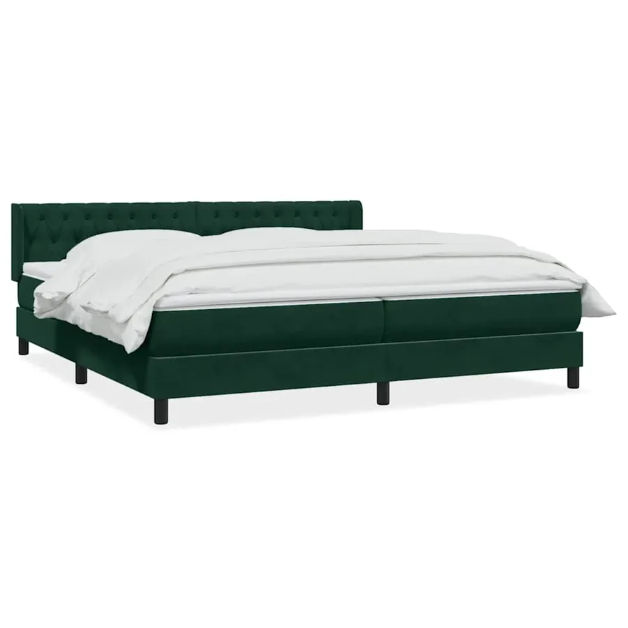 Sommier à lattes de lit et matelas vert foncé 200x220cm velours - 2