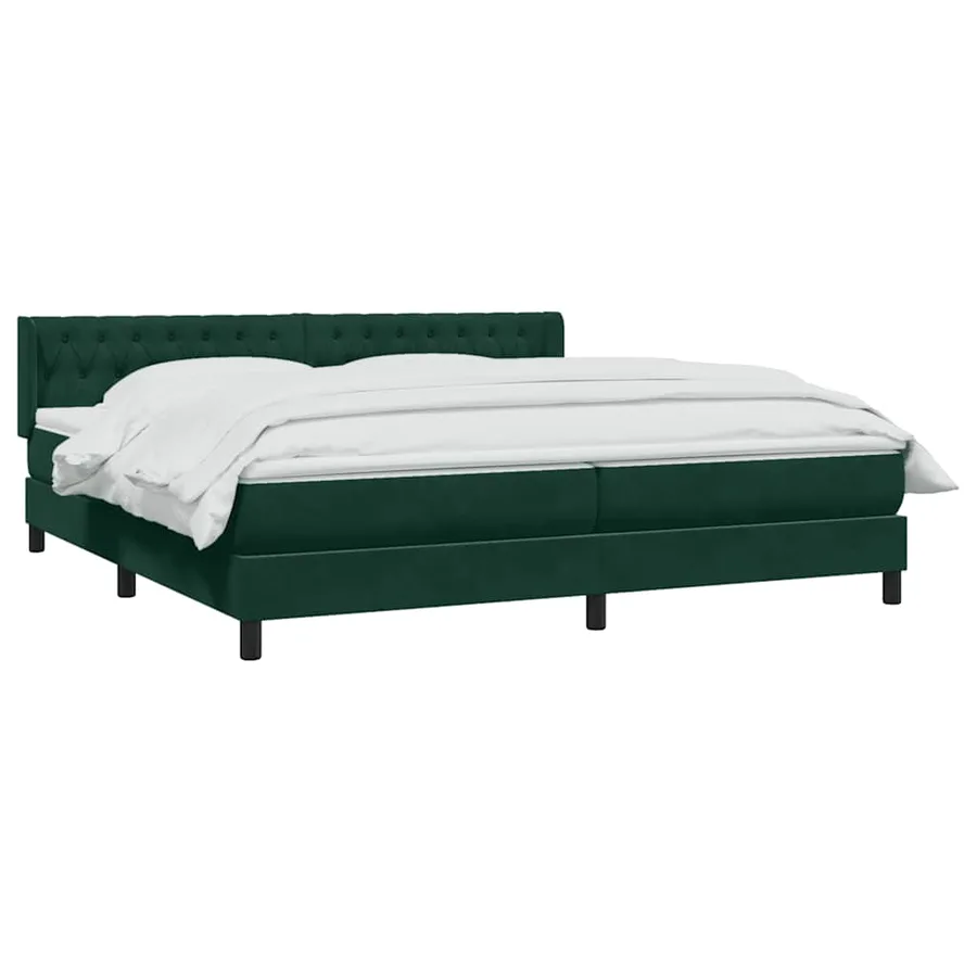 Sommier à lattes de lit et matelas vert foncé 200x220cm velours - 3
