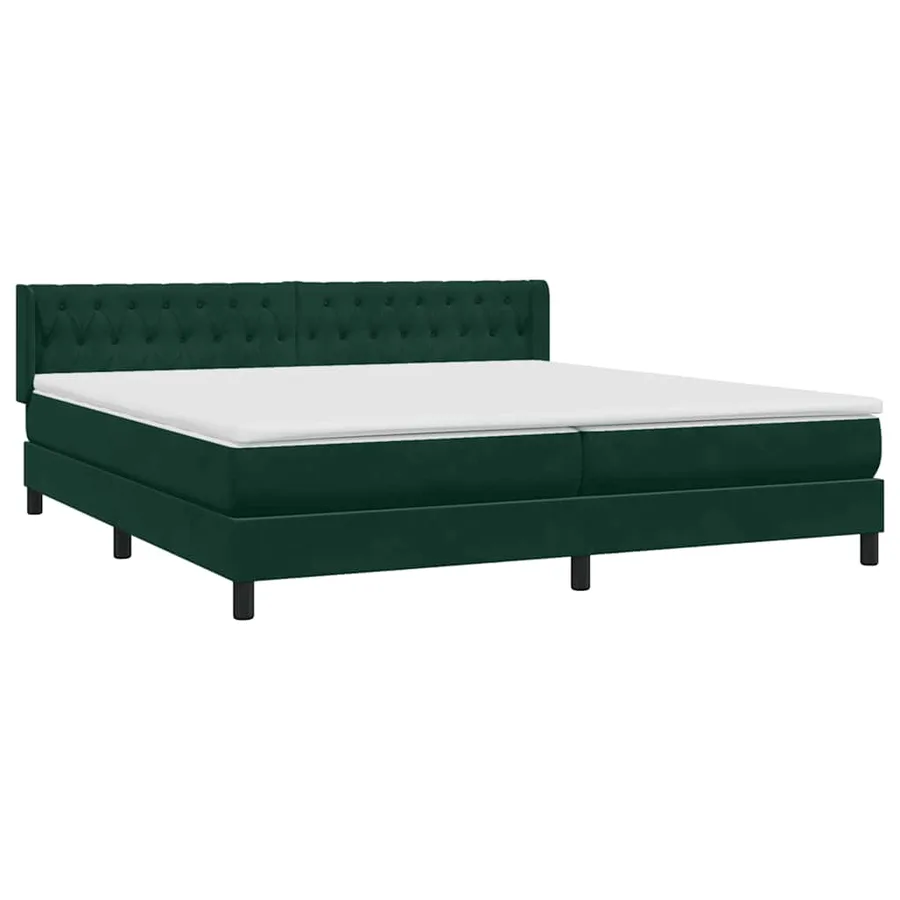 Sommier à lattes de lit et matelas vert foncé 200x220cm velours - 4