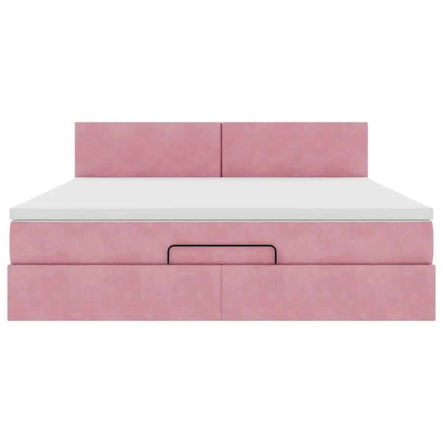 Cadre de lit ottoman avec matelas rose 160x200 cm velours - 7
