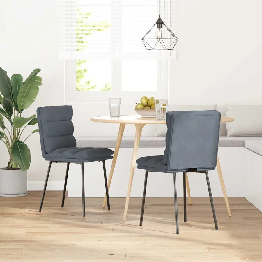 Chaises à manger lot de 2 Gris foncé Velours - 2