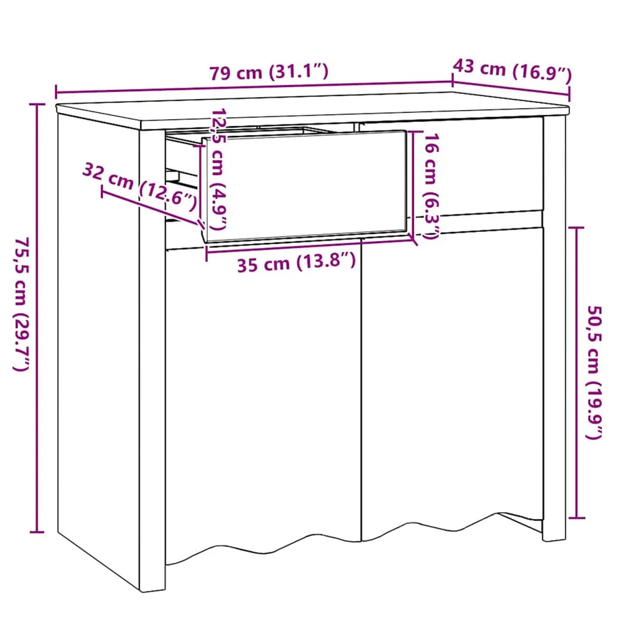 Buffet Drammen Chêne 79 x 43 x 75.5 cm Bois de pin massif - 12