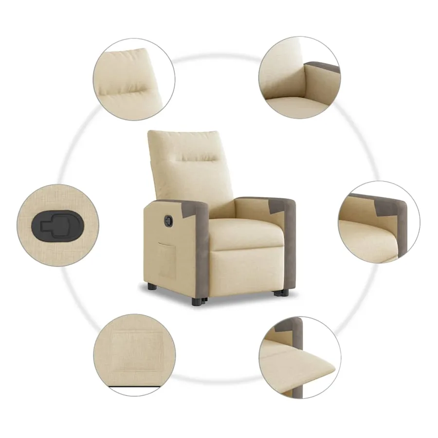 Fauteuil inclinable Crème Tissu - 13