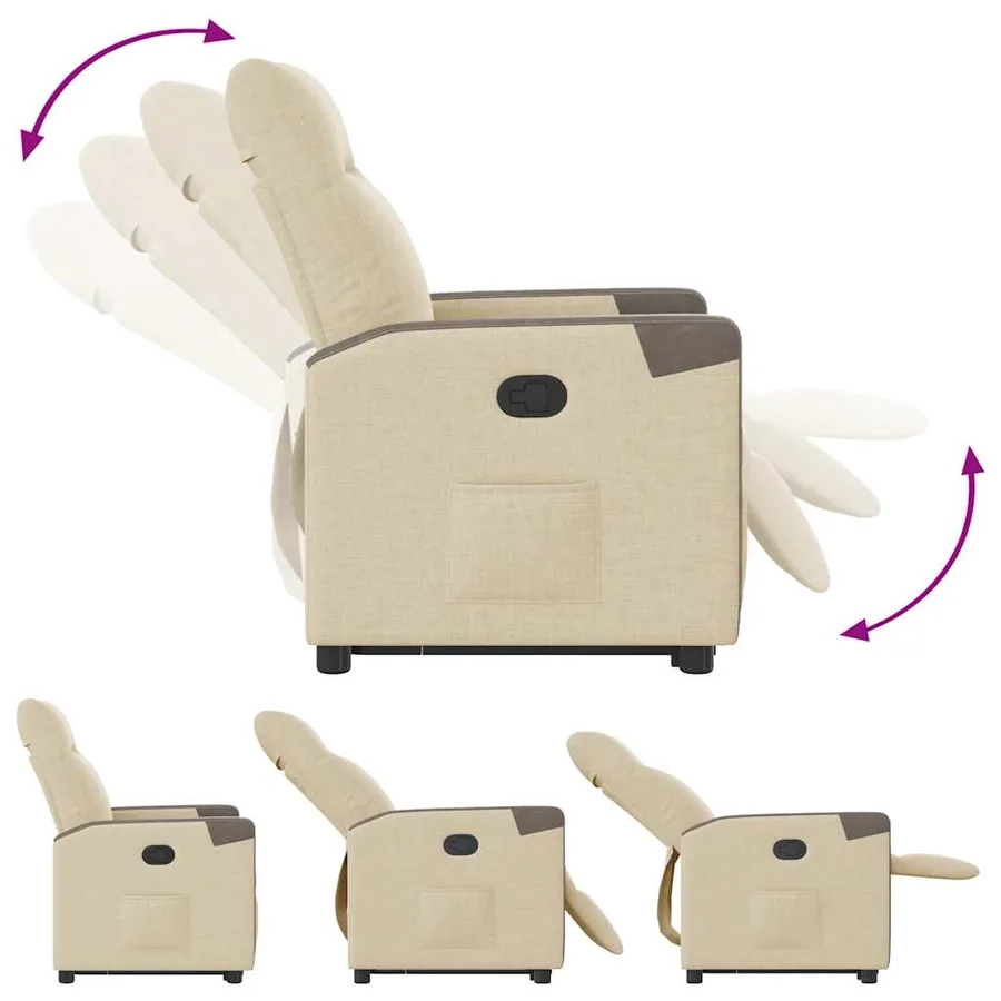Fauteuil inclinable Crème Tissu - 8