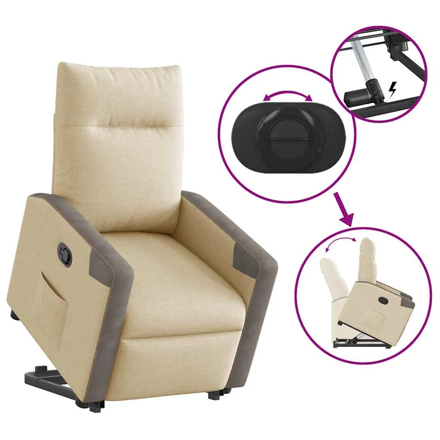 Fauteuil inclinable Crème Tissu - 9