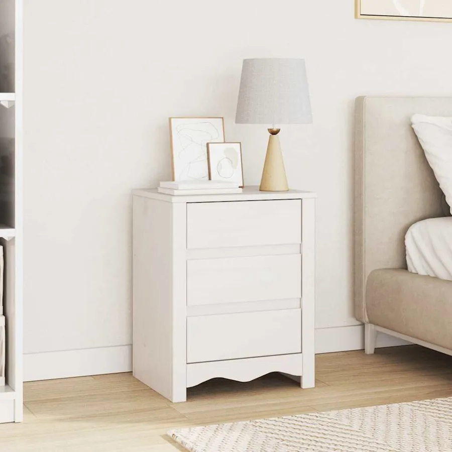 Table basse Drammen Blanc 45 x 35 x 56 cm Bois de pin massif