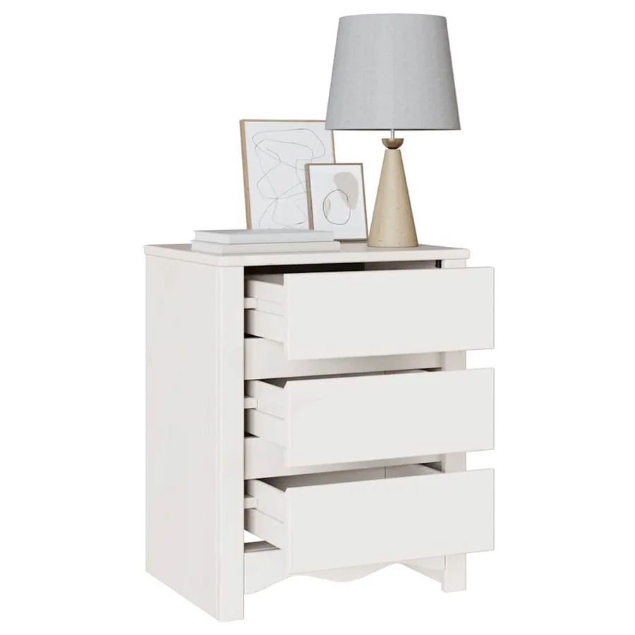 Table basse Drammen Blanc 45 x 35 x 56 cm Bois de pin massif - 3