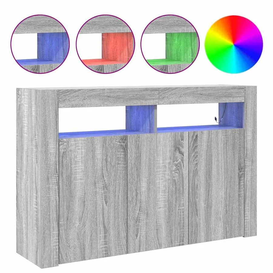 Buffet Gris Sonoma 116 x 30 x 75 cm Bois d'ingénierie - 4