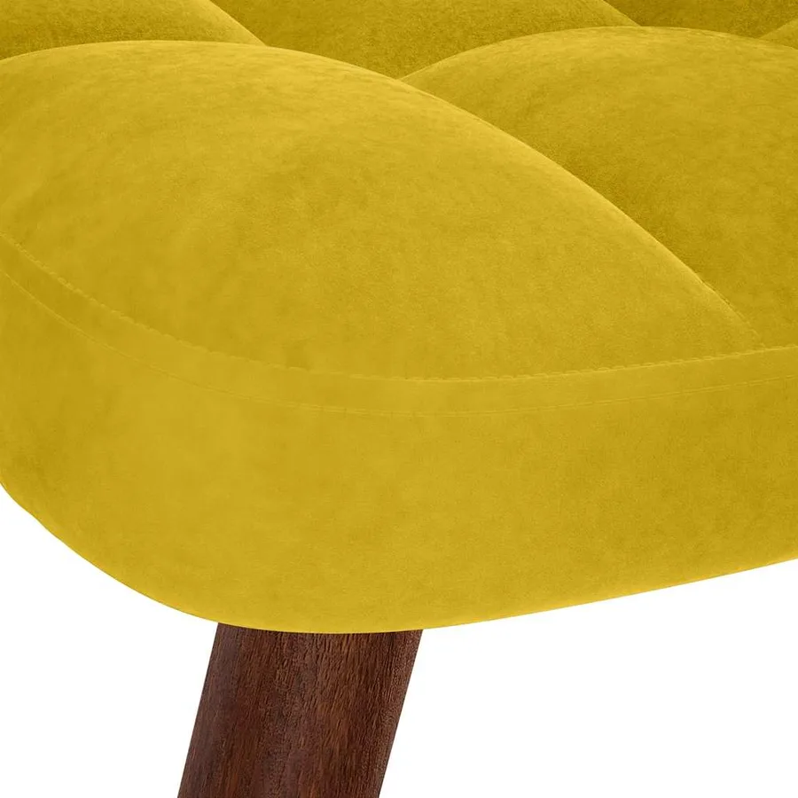 Fauteuil relax avec tabouret en velours jaune - 9