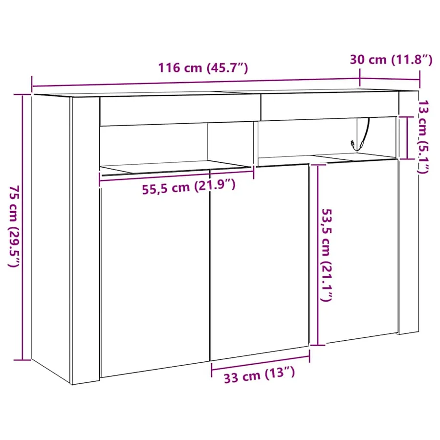 Buffet Blanc 116 x 30 x 75 cm Bois d'ingénierie - 18