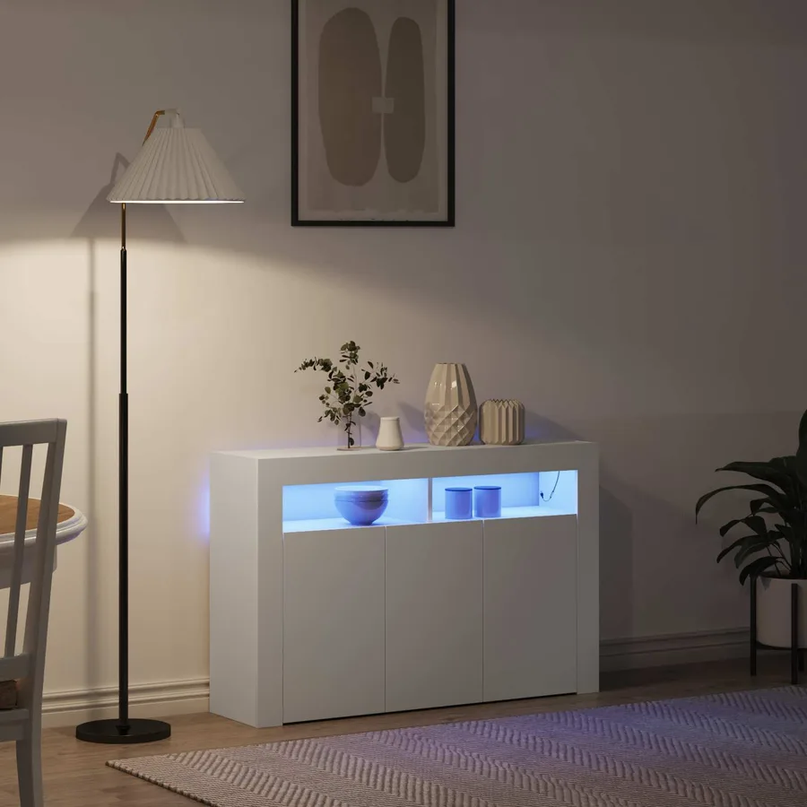 Buffet Blanc 116 x 30 x 75 cm Bois d'ingénierie - 5