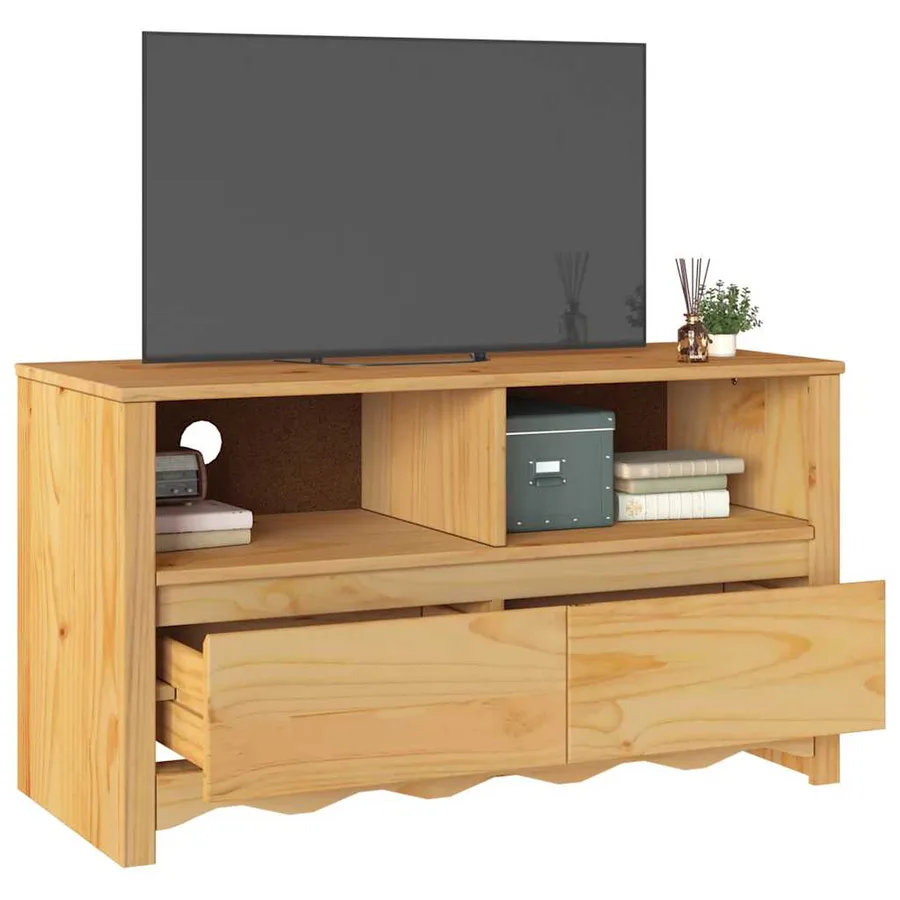Meuble TV Drammen Chêne 99 x 43 x 55 cm Bois de pin massif - 3