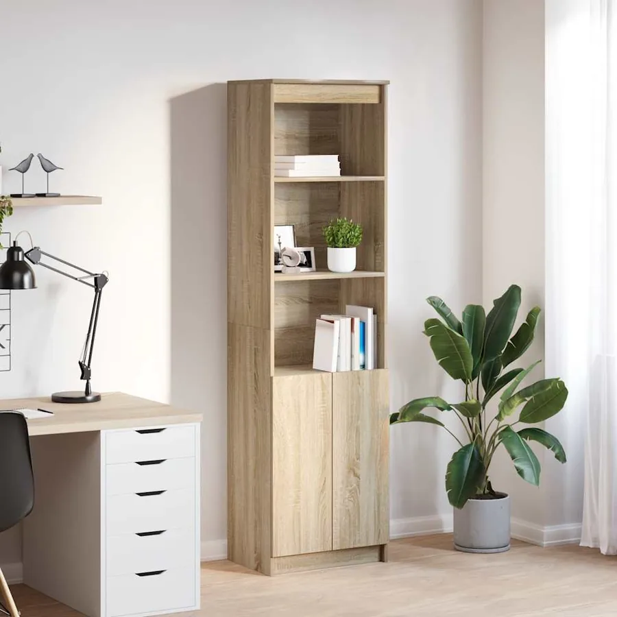 Buffet haut chêne sonoma 50x35x180 cm bois d'ingénierie