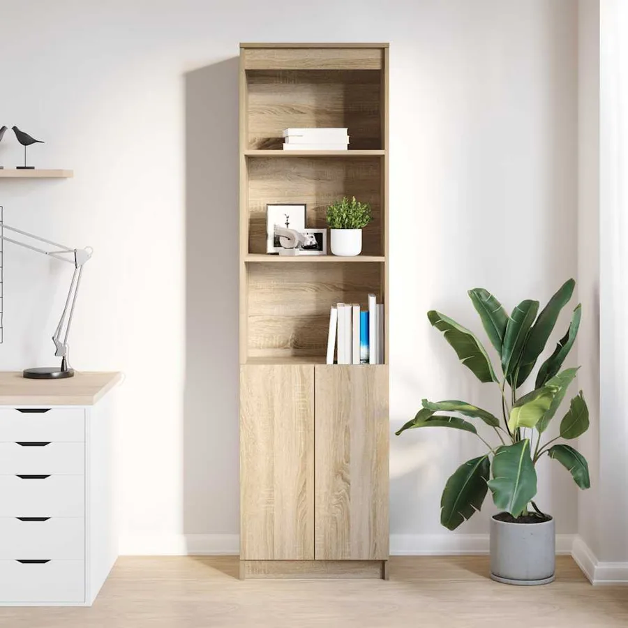 Buffet haut chêne sonoma 50x35x180 cm bois d'ingénierie - 3