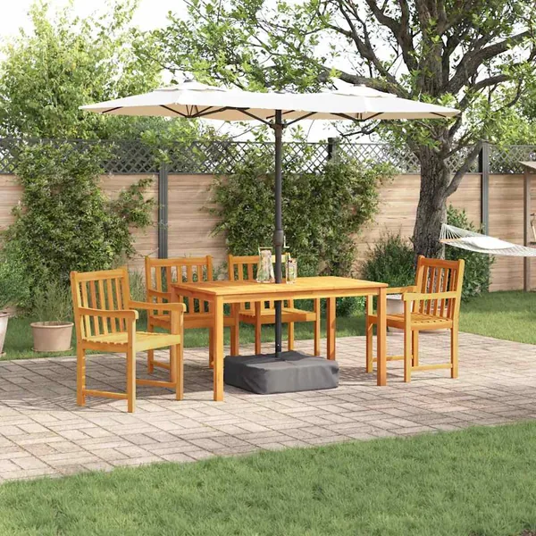 Ensemble de salle à manger pour jardin 5 pcs Marron