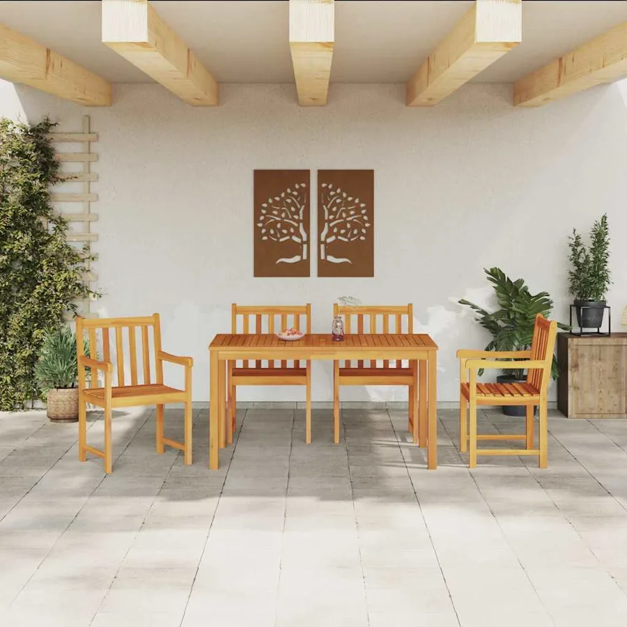 Ensemble de salle à manger pour jardin 5 pcs Marron - 4