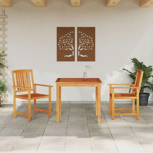 Ensemble de salle à manger pour jardin 3 pcs Marron