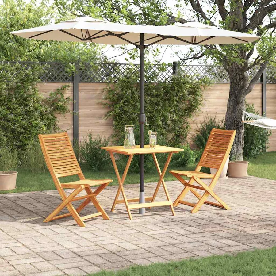 Ensemble bistro pliant 3 pcs Marron Bois d'Acacia Massif