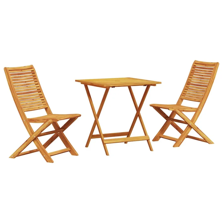 Ensemble bistro pliant 3 pcs Marron Bois d'Acacia Massif - 2