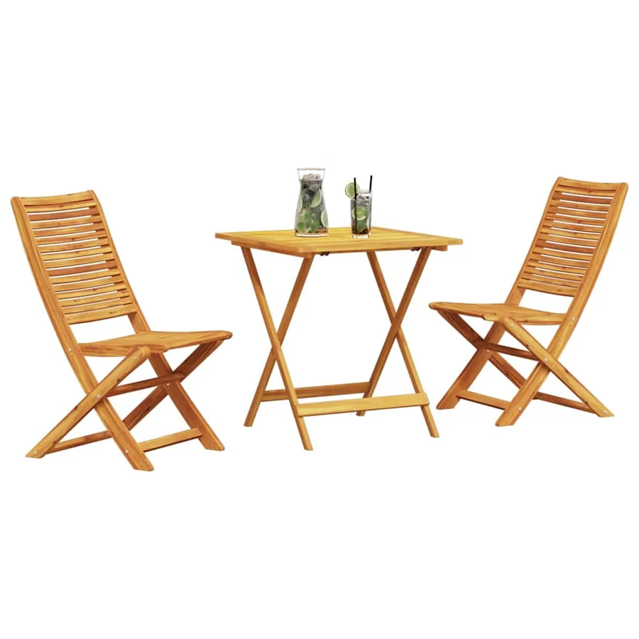 Ensemble bistro pliant 3 pcs Marron Bois d'Acacia Massif - 3