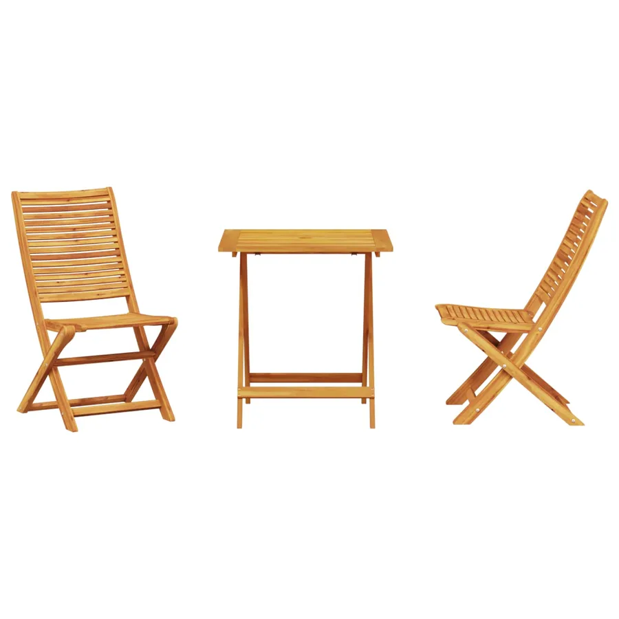Ensemble bistro pliant 3 pcs Marron Bois d'Acacia Massif - 7