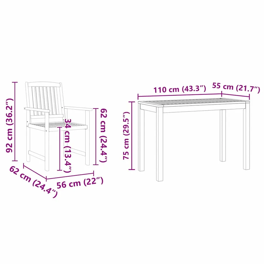 Ensemble de salle à manger pour jardin 3 pcs Marron - 12