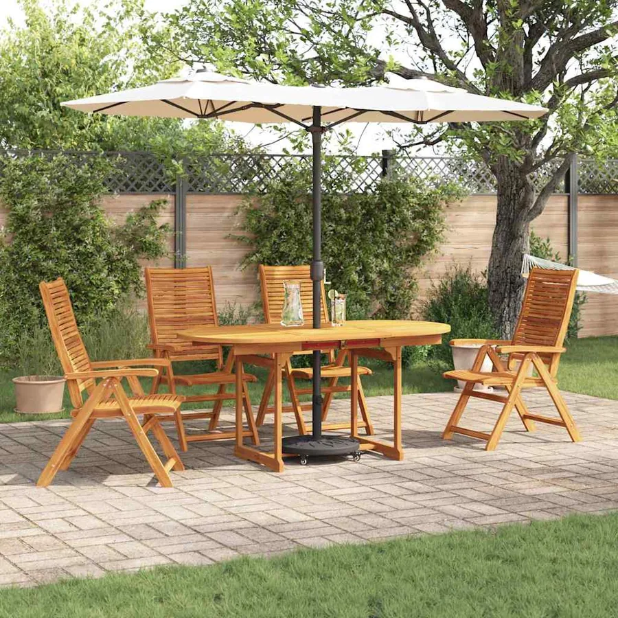 Ensemble de salle à manger pour jardin 5 pcs Marron
